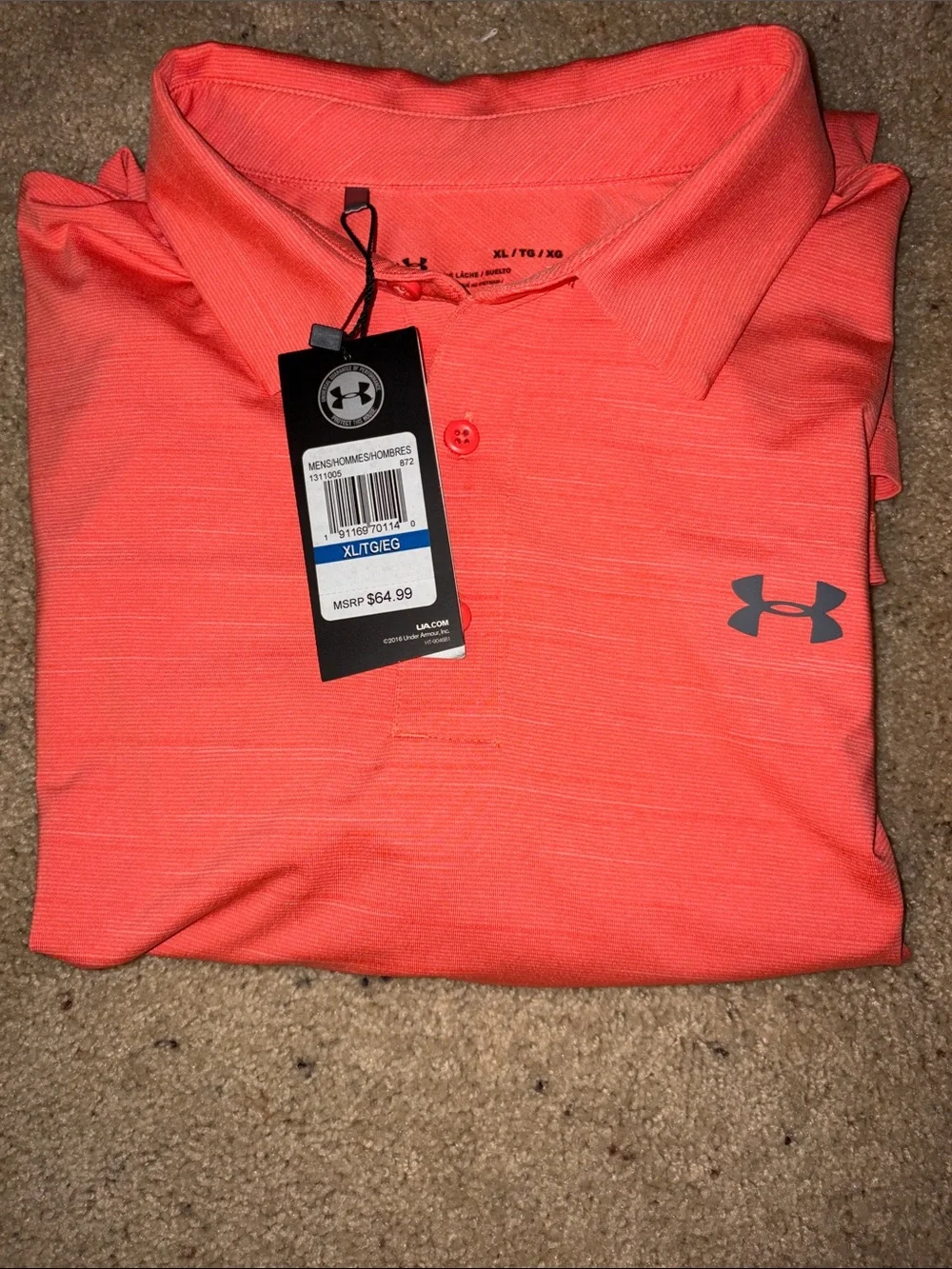 Under Armour Men’s Coral/Salmon Performance Polo - Short Sleeve